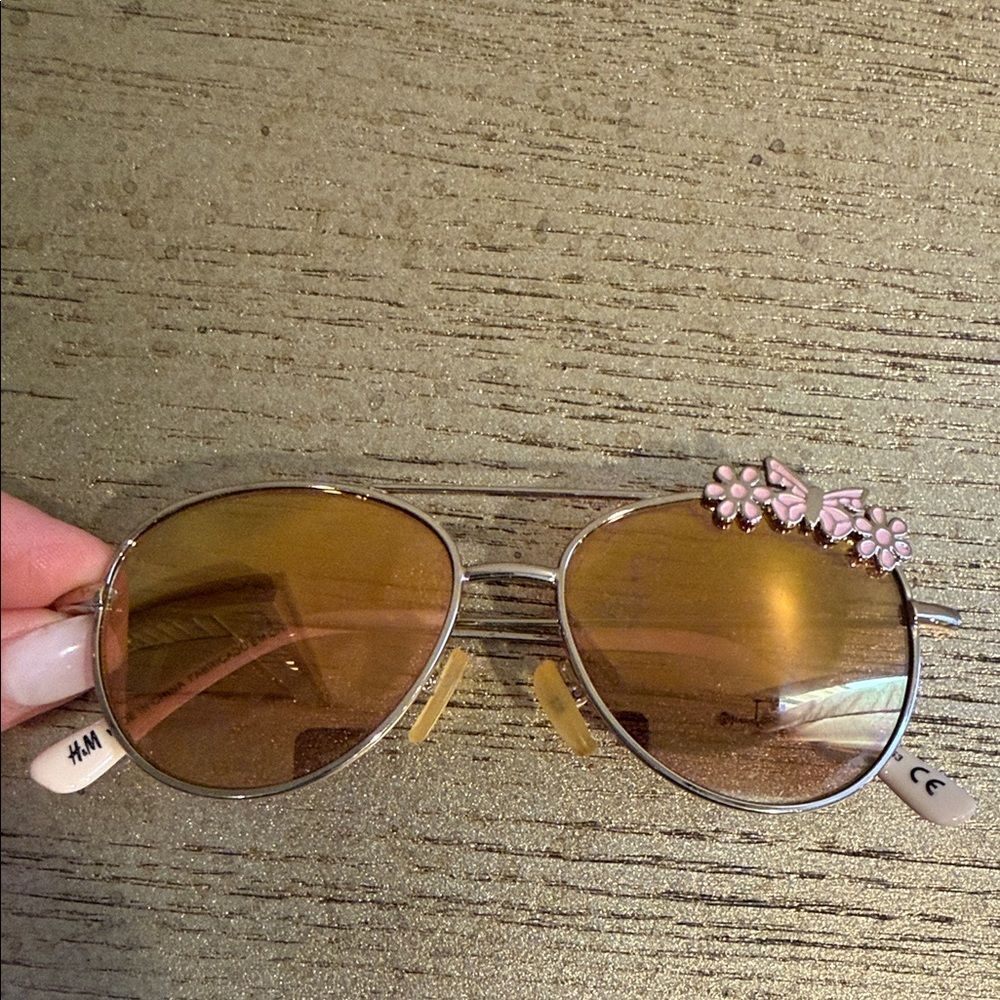 H&M Gold Sunglasses with Pink Floral Accents